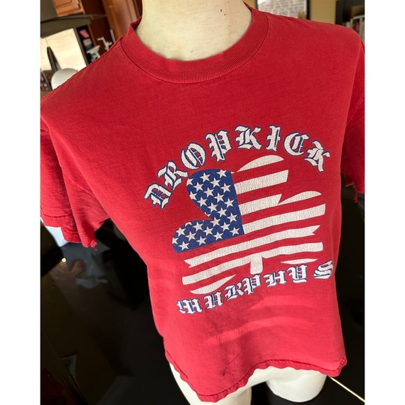 RARE Vtg Dropkick Murphys Try Burning This One USA Flag Irish Clover Band Tshirt - Picture 3 of 12